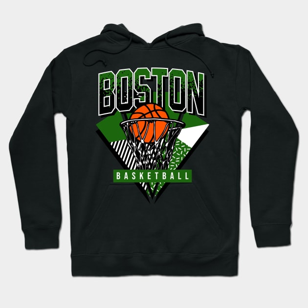 Boston Basketball 90s Throwback Hoodie by funandgames